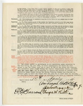 1934 Babe Ruth Signed and Fully Executed Contract – Ruth’s Final New York Yankees Contract! 